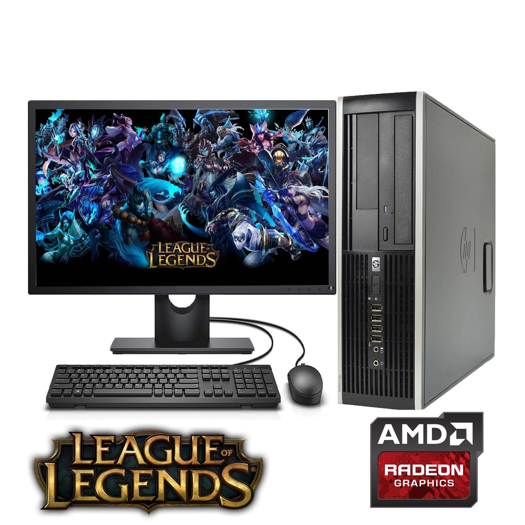 HP 8200 Gaming Computer PC, Intel i5 Quad Core Gen 2, with AMD Radeon Graphics, 19" Monitor, 8GB DDR3 RAM,512GB SSD, Wi-Fi, Windows 11 (Refurbished) (League of Legends Ready)